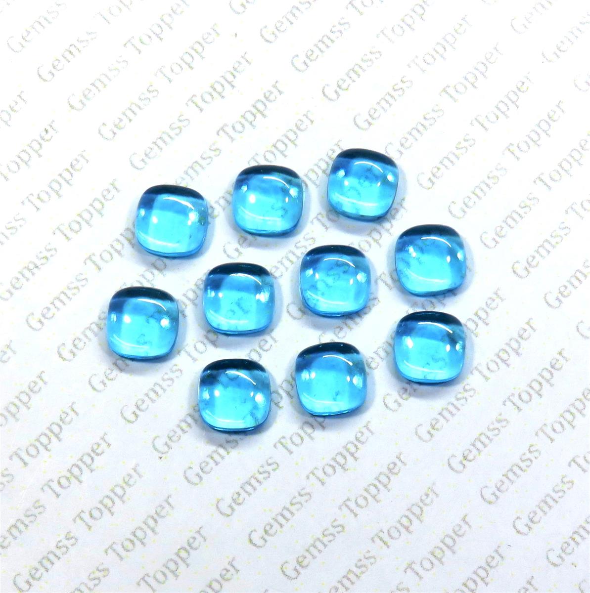 Swiss Blue Topaz 10x10 mm Cushion Cabochon